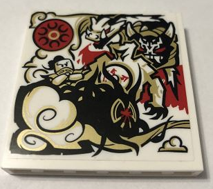 59349pb234 - Panel 1 x 6 x 5 with Black, Gold, Red and White Dragon and Ninja Minifigure Pattern (Sticker) - Set 70670
