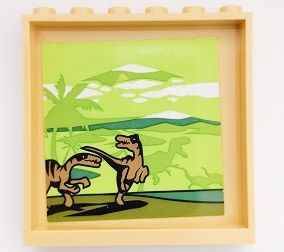 59349pb266 - Panel 1 x 6 x 5 with Palm Trees and Raptors / Dinosaurs Pattern on Inside (Sticker) - Set 75930