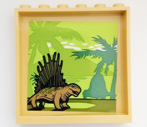 59349pb267 - Panel 1 x 6 x 5 with Palm Trees and Dimetrodons / Dinosaurs Pattern on Inside (Sticker) - Set 75930