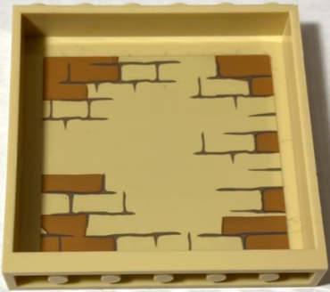 59349pb278 - Panel 1 x 6 x 5 with Tan and Dark Orange Bricks Type 1 Pattern on Inside (Sticker) - Set 75930