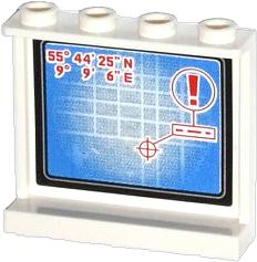 60581pb039 - Panel 1 x 4 x 3 with Side Supports - Hollow Studs with Map with Coordinates, Target and Red Exclamation Mark Pattern on Inside (Sticker) - Set 60044