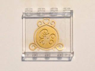 60581pb060 - Panel 1 x 4 x 3 with Side Supports - Hollow Studs with Gold 'GH' Emblem and Swirls Pattern on Inside (Sticker) - Set 41101