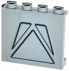 60581pb078 - Panel 1 x 4 x 3 with Side Supports - Hollow Studs with 3 Triangular Depressions Pattern (Sticker) - Set 75139
