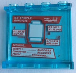 60581pb160 - Panel 1 x 4 x 3 with Side Supports - Hollow Studs with 'ICE SAMPLE ANALYSIS' SCANNING...' and Statistics Display Pattern (Sticker) - Set 60194