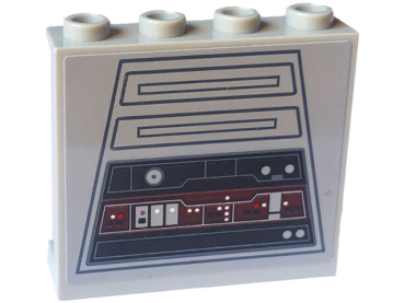 60581pb244 - Panel 1 x 4 x 3 with Side Supports - Hollow Studs with SW Wall Panels with Dark Bluish Gray Trapezoids and Rectangles and Black Control Panel with Buttons and Lights Pattern (Sticker) - Set 75324