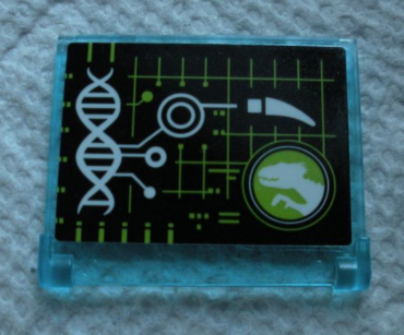 60603pb015 - Glass for Window 1 x 4 x 3 - Opening with Black Screen with DNA Double Helix and Jurassic World Logo Pattern (Sticker) - Set 75930