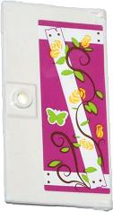 60616pb007L - Door 1 x 4 x 6 with Stud Handle with Nailed Wooden Boards, Rose Vines and Green Butterfly Pattern Model Left Side (Sticker) - Set 41039