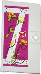 60616pb007R - Door 1 x 4 x 6 with Stud Handle with Nailed Wooden Boards, Rose Vines and Red Butterfly Pattern Model Right Side (Sticker) - Set 41039