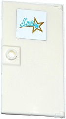 60616pb017 - Door 1 x 4 x 6 with Stud Handle with 'Livi' and Gold and Medium Azure Star Pattern (Sticker) - Set 41104