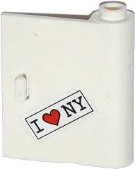 60657pb002 - Door 1 x 3 x 3 Right - Open Between Top and Bottom Hinge with 'I' Heart 'NY' Pattern (Sticker) - Set 79104