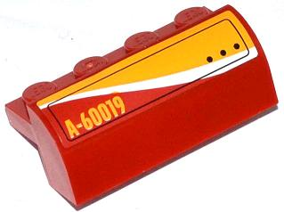 6081pb014R - Slope, Curved 2 x 4 x 1 1/3 with 4 Recessed Studs with Hatch and 'A-60019' Pattern Model Right Side (Sticker) - Set 60019