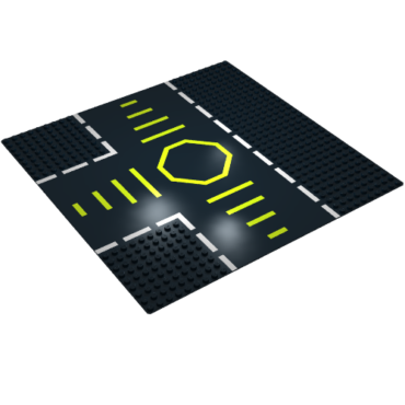608p02 - Baseplate, Road 32 x 32 9-Stud T Intersection with Green Octagon Pattern