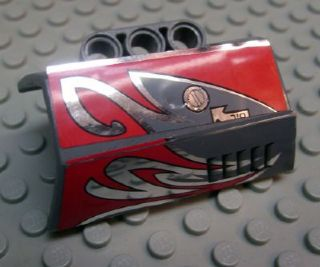 61069pb004R - Technic, Panel Engine Block Half / Side Intake with Red and Silver Flames, Oil Cap Pattern Model Right Side (Stickers) - Set 8493