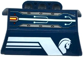 61069pb008R - Technic, Panel Engine Block Half / Side Intake with White Stripes, Horse Head and Circuitry Pattern Model Right Side (Stickers) - Set 70312