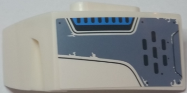 61071pb014 - Technic, Panel Car Mudguard Left with Worn Sand Blue Panel with Black Rivets, Curved Lines, and Vent Grilles Pattern (Sticker) - Set 70131
