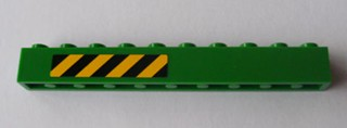 6111pb010L - Brick 1 x 10 with Black and Yellow Danger Stripes Pattern Left Side (Sticker) - Set 7939