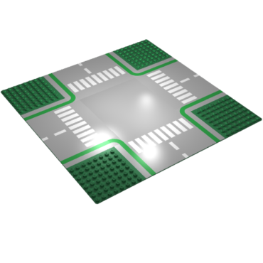 611p01 - Baseplate, Road 32 x 32 8-Stud Crossroads with Road Pattern