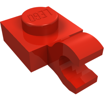61252 - Plate, Modified 1 x 1 with Open O Clip (Horizontal Grip)