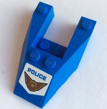 6153bpb12 - Wedge 6 x 4 Cutout with Stud Notches with Blue 'POLICE' and Badge Pattern (Sticker) - Set 60208