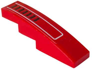 61678pb033 - Slope, Curved 4 x 1 with White Line and 7 Vents Pattern (Sticker) - Set 8077
