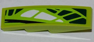 61678pb054L - Slope, Curved 4 x 1 with 9 Green Scales and 3 White Scales Pattern Model Left (Sticker) - Set 9447