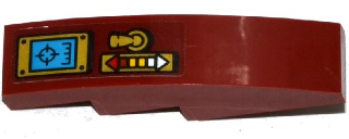 61678pb092R - Slope, Curved 4 x 1 with Target Screen, Switch and Double Arrow Pattern Model Right Side (Sticker) - Set 70600