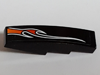 61678pb103R - Slope, Curved 4 x 1 with Large Orange and Red Flame Pattern Model Right Side (Sticker) - Set 8164