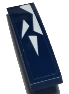 61678pb148L - Slope, Curved 4 x 1 with White Triangles on Dark Blue Background Pattern Model Left Side (Sticker) - Set 75885