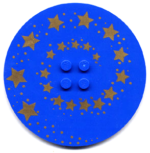 6177px4 - Tile, Round 8 x 8 with 4 Studs in Center with Gold Swirling Stars Pattern