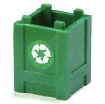 61780pb001 - Container, Box 2 x 2 x 2 - Top Opening with Recycling Arrows Pattern on Opposite Sides (Stickers) - Set 7642