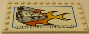 6178pb023 - Tile, Modified 6 x 12 with Studs on Edges with 'BSC BRICK STREET CUSTOM' Pattern (Sticker) - Set 8154