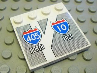 6179pb026 - Tile, Modified 4 x 4 with Studs on Edge with Interstate Road Signs '405 NORTH' and '10 EAST' Pattern (Sticker) - Set 8147