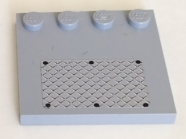 6179pb029 - Tile, Modified 4 x 4 with Studs on Edge with 6 Black Rivets on Small Silver Tread Plate Pattern (Sticker) - Set 7945