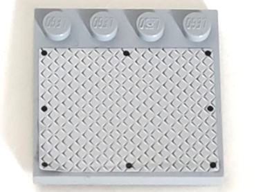 6179pb084 - Tile, Modified 4 x 4 with Studs on Edge with 8 Black Rivets on Large Silver Tread Plate Pattern (Sticker) - Set 7944