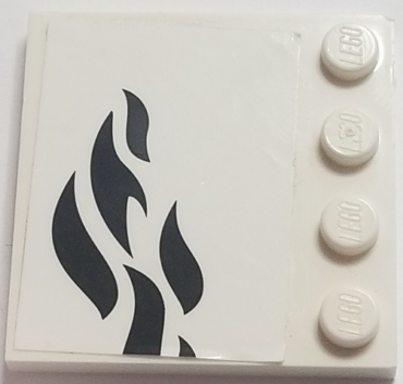 6179pb159R - Tile, Modified 4 x 4 with Studs on Edge with Black Flames Pattern Model Right Side (Sticker) - Set 70615
