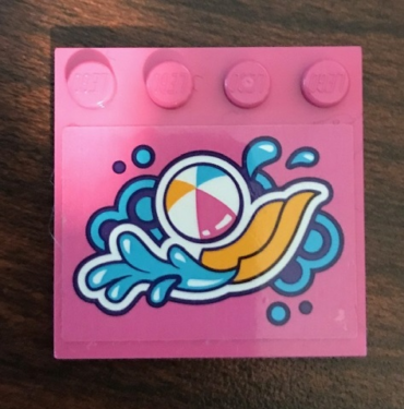 6179pb164 - Tile, Modified 4 x 4 with Studs on Edge with Beach Ball and Water Slide Pattern (Sticker) - Set 41313