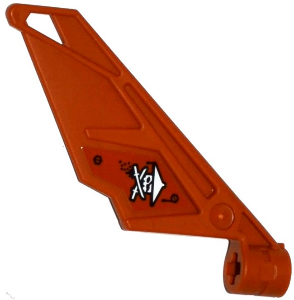 61800pb05R - Bionicle Wing Small / Tail with Axle Hole with Ninja Skull with Crossed Swords and 2 Bolts Pattern on Right Side (Sticker) - Set 70604