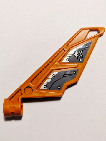 61800pb10R - Bionicle Wing Small / Tail with Axle Hole with Hull Plates and Ninja Skull with Crossed Swords Pattern Model Right Side (Stickers) - Set 70605
