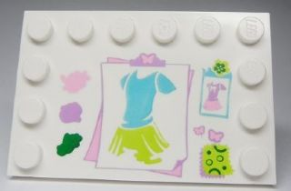 6180pb045 - Tile, Modified 4 x 6 with Studs on Edges with Clothes Design and Swatches Pattern