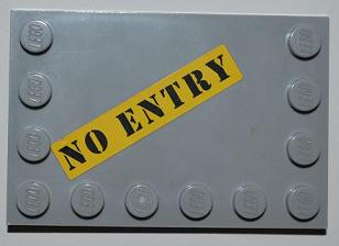 6180pb046 - Tile, Modified 4 x 6 with Studs on Edges with Black 'NO ENTRY' on Yellow Background Pattern (Sticker) - Set 8199