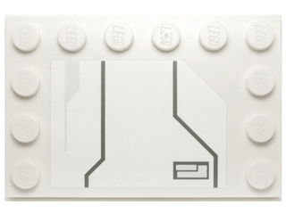 6180pb067R - Tile, Modified 4 x 6 with Studs on Edges with Black Lines and Small Hatch Pattern Model Right Side (Sticker) - Set 7931