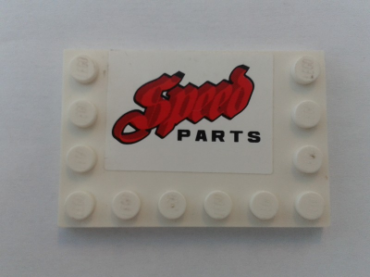 6180pb104 - Tile, Modified 4 x 6 with Studs on Edges with 'SPEED PARTS' Pattern (Sticker) - Set 8154