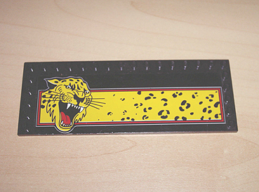 6205pb001 - Tile, Modified 6 x 16 with Studs on Edges with Roaring Cheetah Head on Yellow Rectangle Pattern (Sticker) - Sets 5599 / 5600