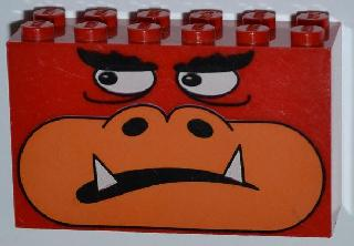 6213pb02 - Brick 2 x 6 x 3 with Monster Face Pattern