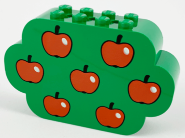 6214px2 - Slope, Curved 8 x 2 x 4 Triple with 8 Studs with Red Apples Pattern