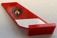 6239pb078 - Tail Shuttle with Fire Logo Badge on Red Background and White Stripe Pattern on Both Sides (Stickers) - Set 60110