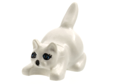 6251pb05 - Cat, Crouching with Medium Blue Eyes, Black Pupils, Eyelashes and Nose Pattern