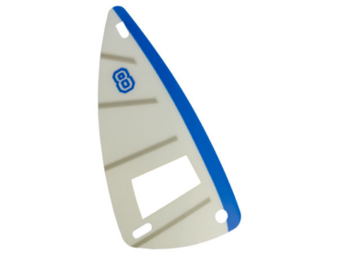 6351pls01 - Plastic Part for Set 6351 - White Sail with Trans-Clear Window, Light Gray Stripes, Blue Spine, and Number 8 Pattern