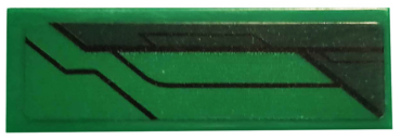 63864pb086L - Tile 1 x 3 with Dark Green Stripe and Black Lines Pattern Model Left Side (Sticker) - Set 76114