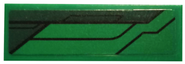 63864pb086R - Tile 1 x 3 with Dark Green Stripe and Black Lines Pattern Model Right Side (Sticker) - Set 76114